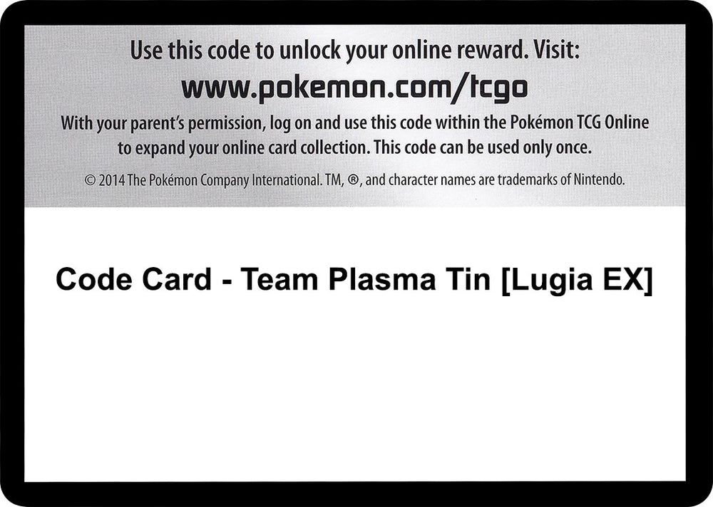 Image for Code Card - Team Plasma Tin [Lugia EX] (PLB) - Pokemon