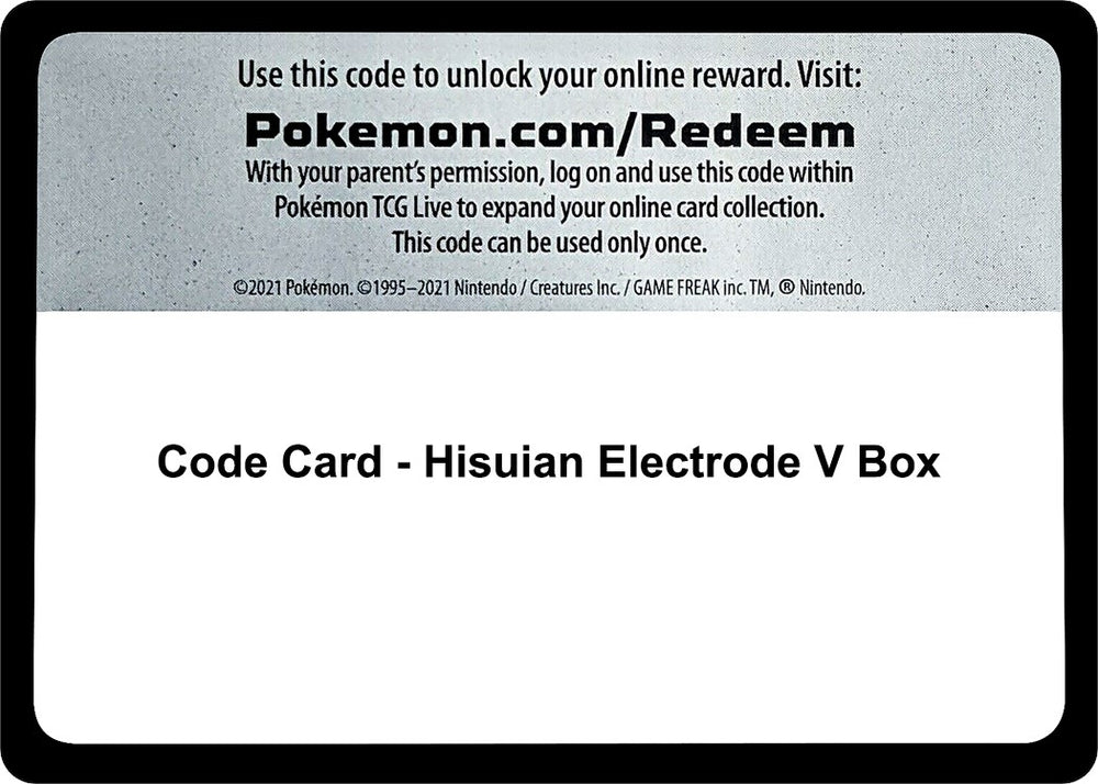 Image for Code Card - Hisuian Electrode V Box (MCAP) - Pokemon