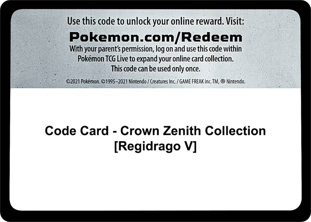 Image for Code Card - Crown Zenith Collection [Regidrago V] (CRZ) - Pokemon