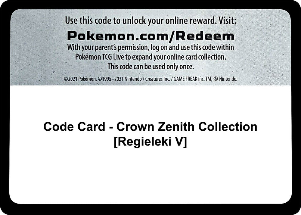 Image for Code Card - Crown Zenith Collection [Regieleki V] (CRZ) - Pokemon