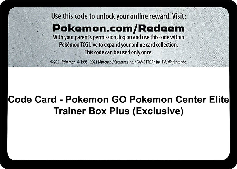 Image for Code Card - Pokemon GO Pokemon Center Elite Trainer Box Plus (Exclusive) (PGO) - Pokemon
