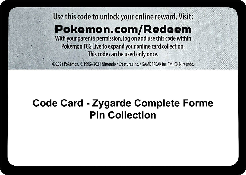 Image for Code Card - Zygarde Complete Forme Pin Collection (SM01) - Pokemon