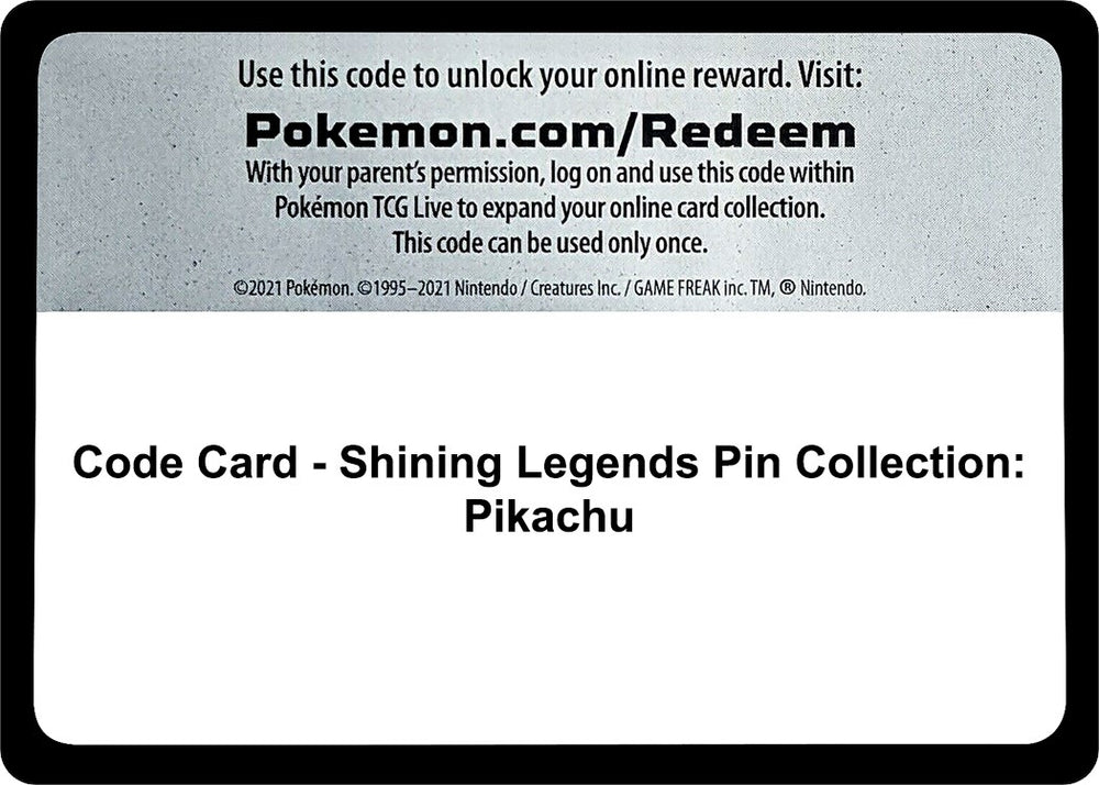 Image for Code Card - Shining Legends Pin Collection: Pikachu (SHL) - Pokemon