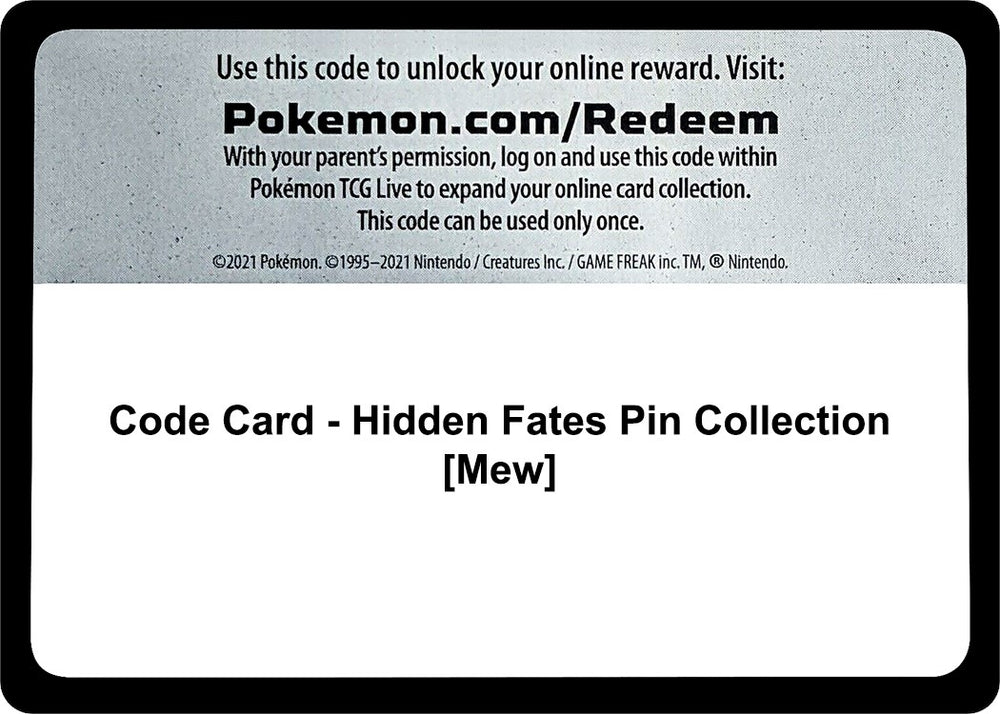 Image for Code Card - Hidden Fates Pin Collection [Mew] (HIF) - Pokemon