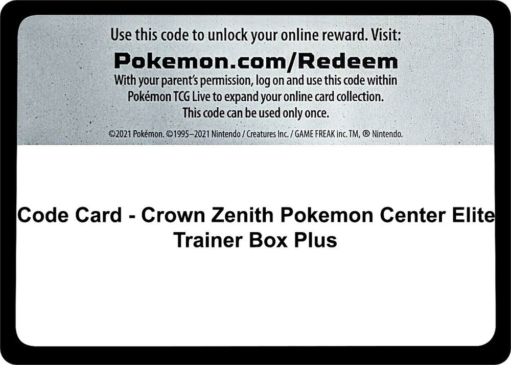 Image for Code Card - Crown Zenith Pokemon Center Elite Trainer Box Plus (CRZ) - Pokemon