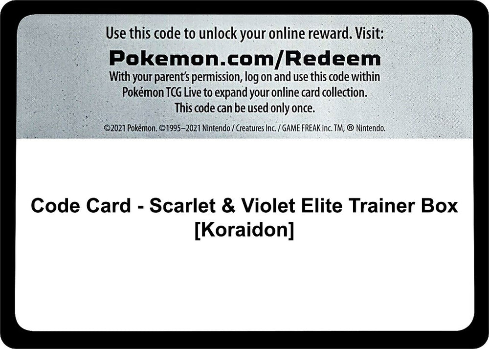 Image for Code Card - Scarlet & Violet Elite Trainer Box [Koraidon] (SVI) - Pokemon
