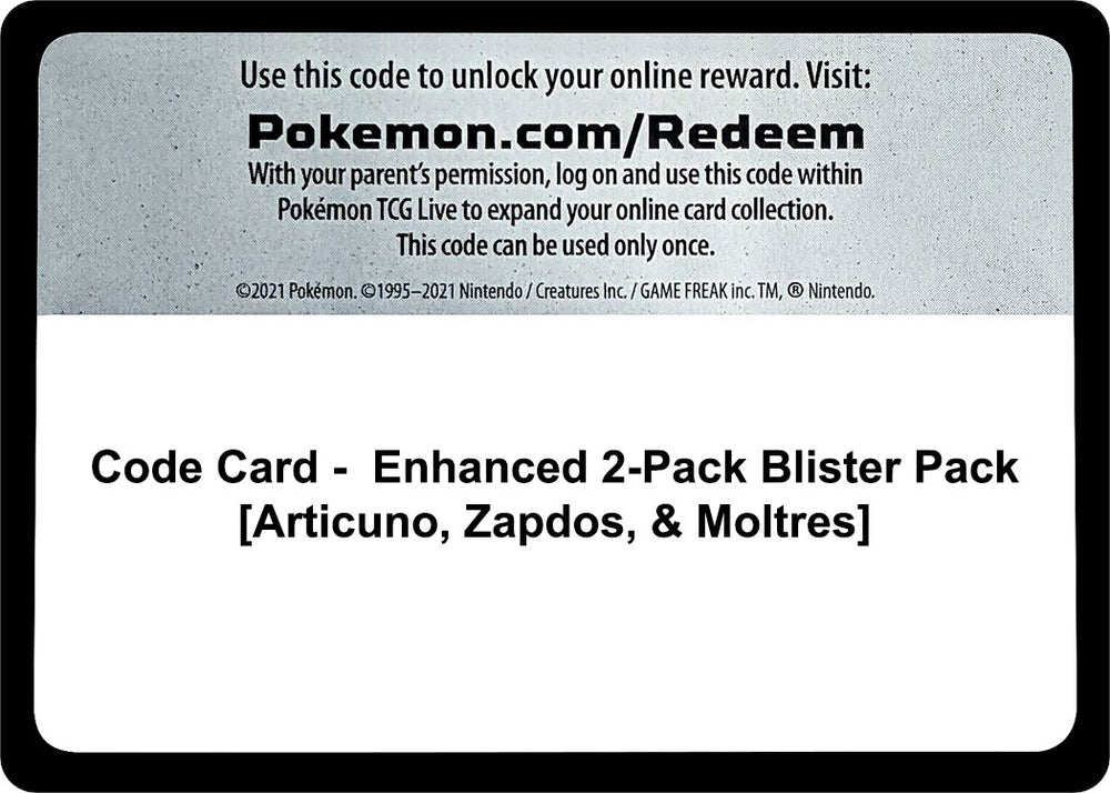 Image for Code Card - Enhanced 2-Pack Blister Pack [Articuno, Zapdos, & Moltres] (MCAP) - Pokemon