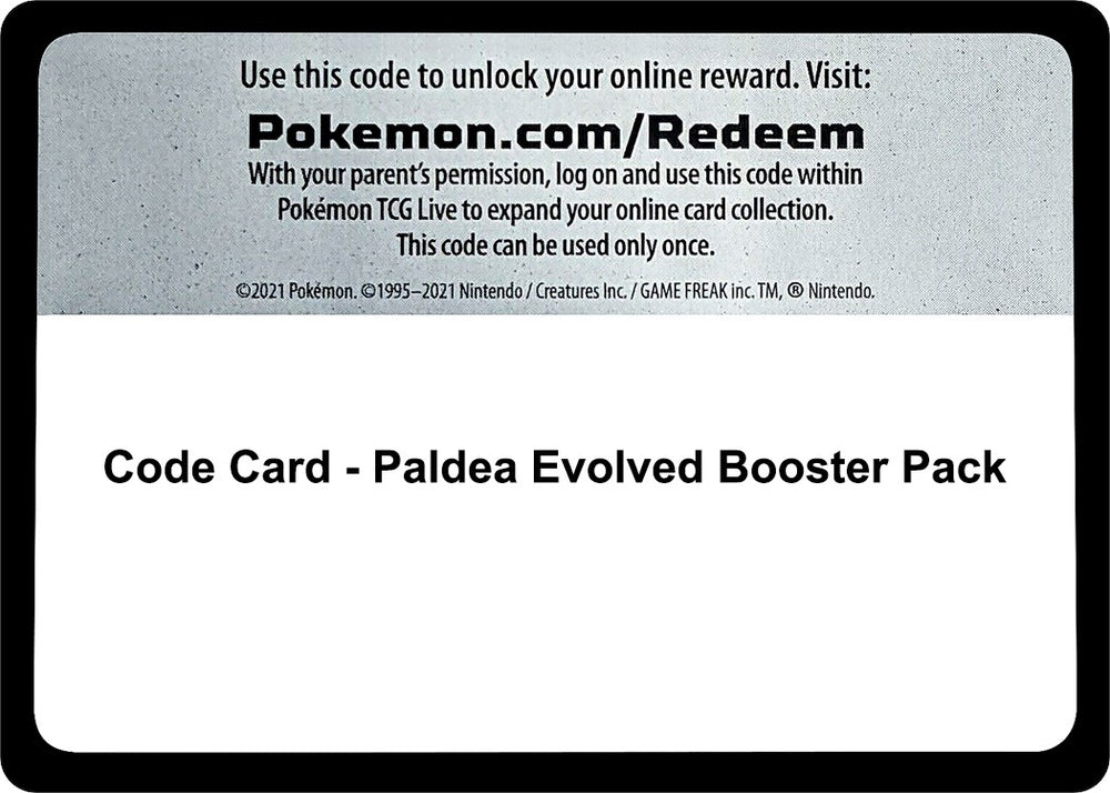 Image for Code Card - Paldea Evolved Booster Pack (PAL) - Pokemon