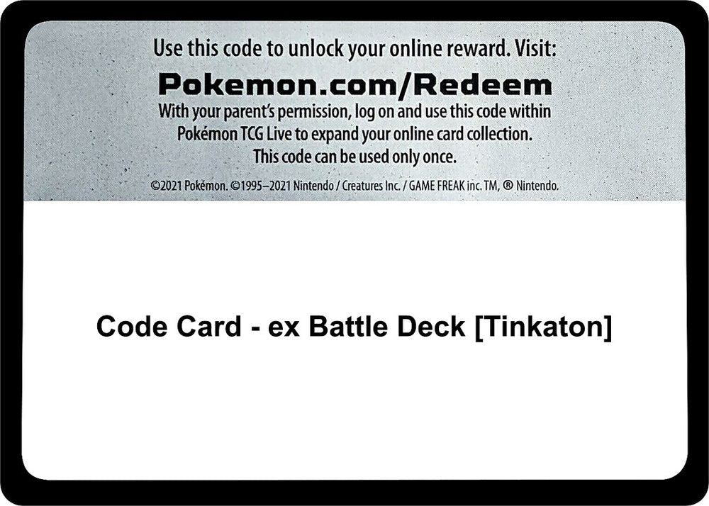 Image for Code Card - ex Battle Deck [Tinkaton] (MCAP) - Pokemon