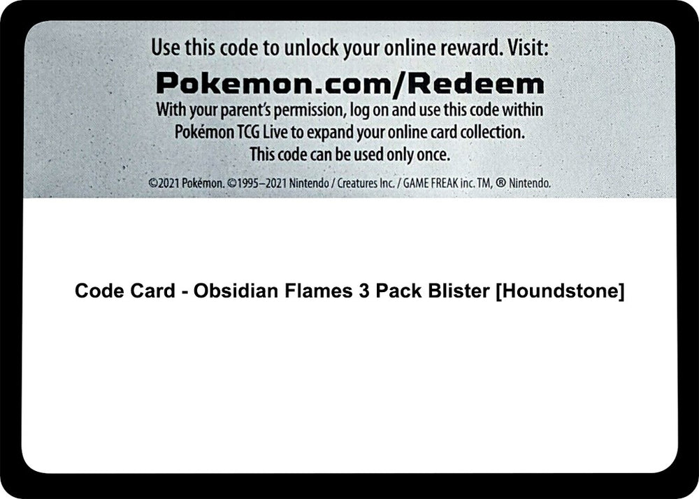 Image for Code Card - Obsidian Flames 3 Pack Blister [Houndstone] (OBF) - Pokemon
