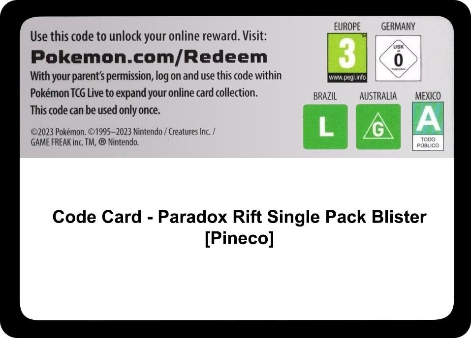 Image for Code Card - Paradox Rift Single Pack Blister [Pineco] (PAR) - Pokemon