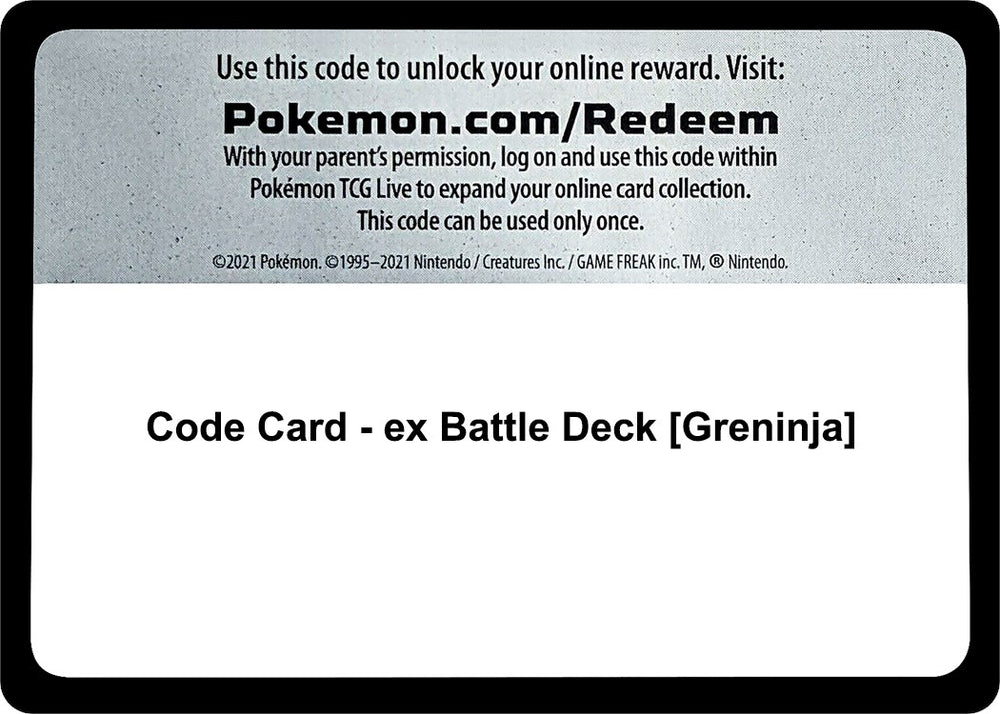 Image for Code Card - ex Battle Deck [Greninja] (MCAP) - Pokemon