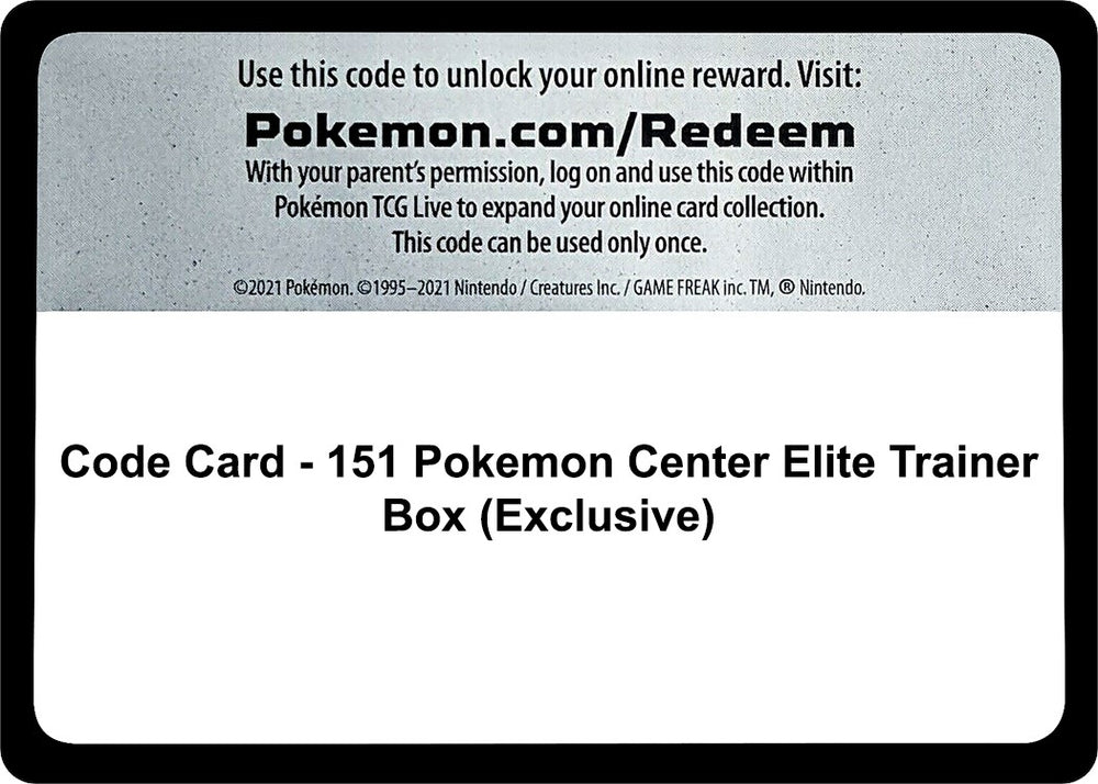Image for Code Card - 151 Pokemon Center Elite Trainer Box (Exclusive) (MEW) - Pokemon