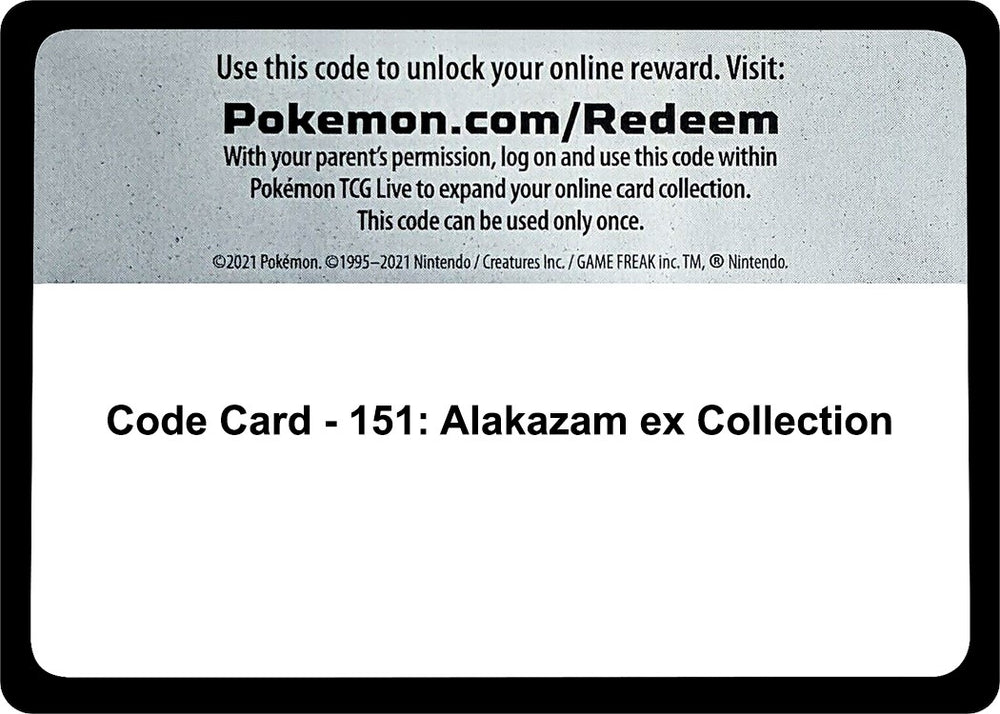 Image for Code Card - 151: Alakazam ex Collection (MEW) - Pokemon