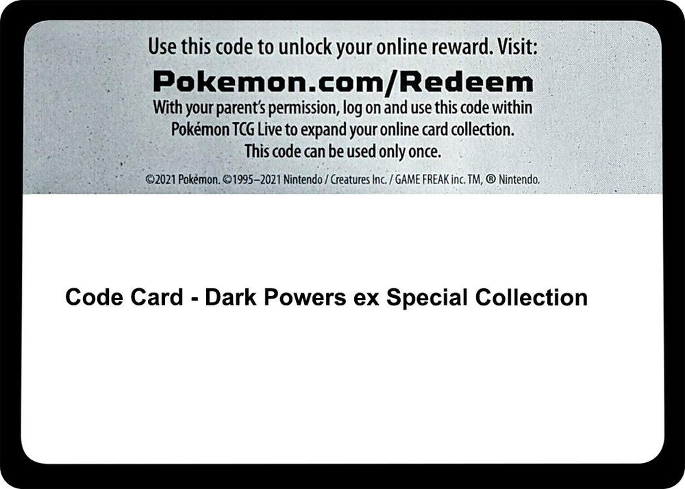 Image for Code Card - Dark Powers ex Special Collection (MCAP) - Pokemon