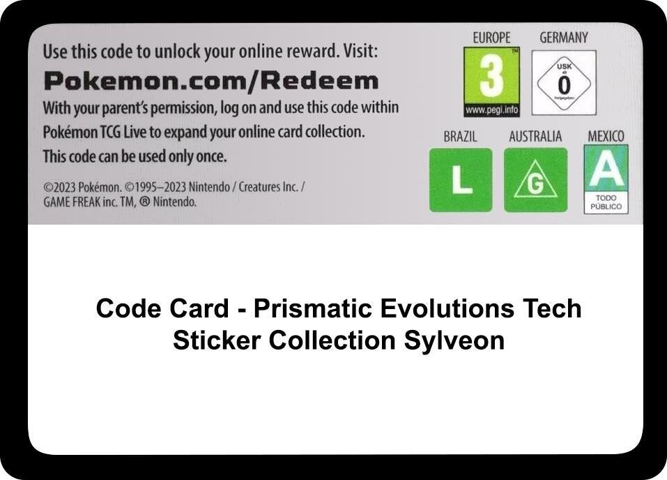Image for Code Card - Prismatic Evolutions Tech Sticker Collection [Sylveon] (MCAP) - Pokemon