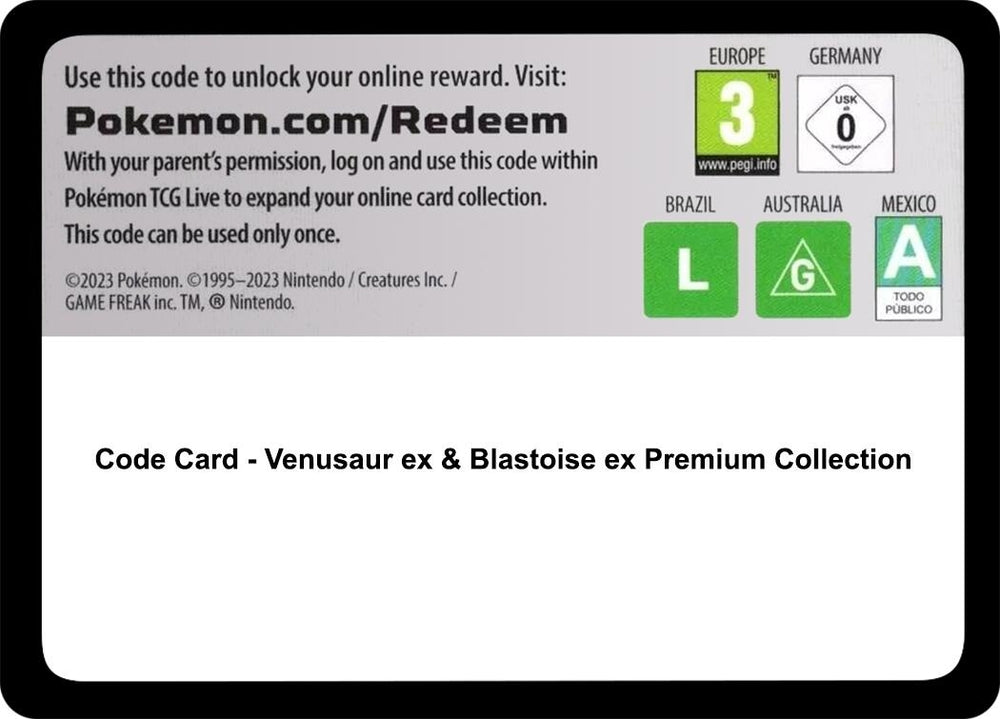 Image for Code Card - Venusaur ex & Blastoise ex Premium Collection (MCAP) - Pokemon