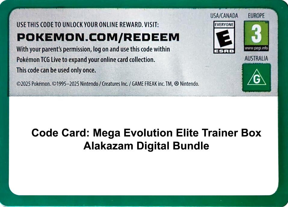 Image for Code Card - Mega Evolution Elite Trainer Box Alakazam Digital Bundle (MEG) - Pokemon