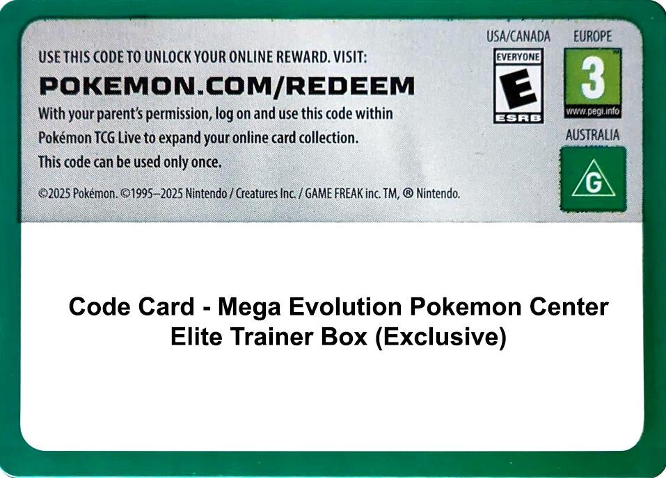 Image for Code Card - Mega Evolution Pokemon Center Elite Trainer Box (Exclusive) (MEG) - Pokemon