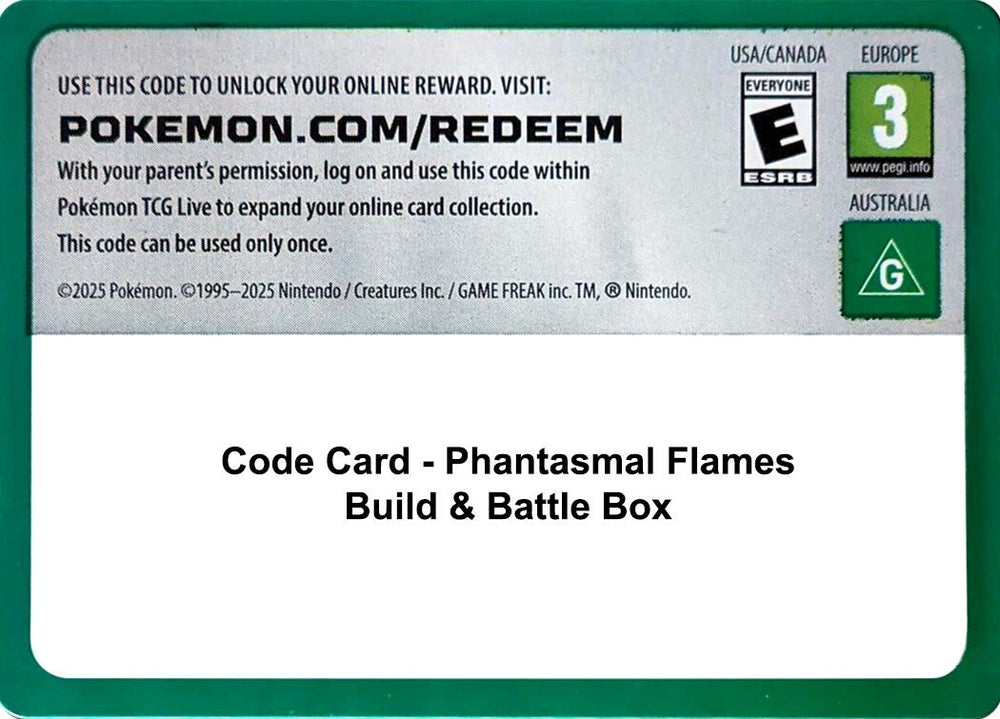 Image for Code Card - Phantasmal Flames Build & Battle Box (PFL) - Pokemon