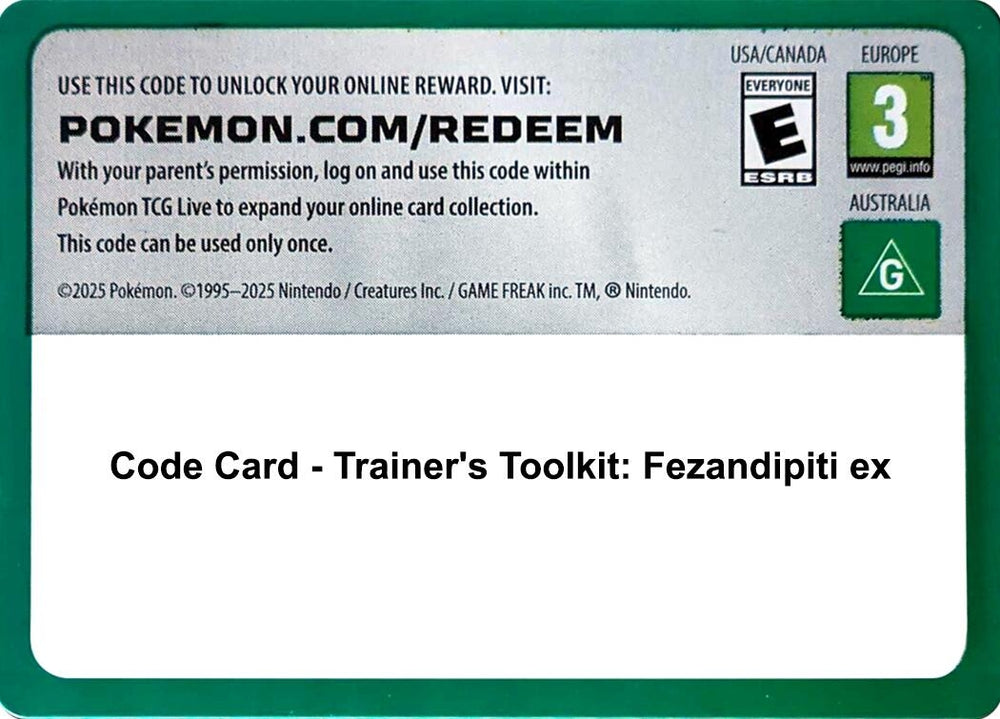 Image for Code Card - Trainer's Toolkit: Fezandipiti ex (MCAP) - Pokemon