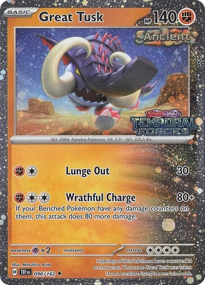 Image for Great Tusk - 096/162 (Temporal Forces Stamped) (096/162) (MCAP) - Pokemon