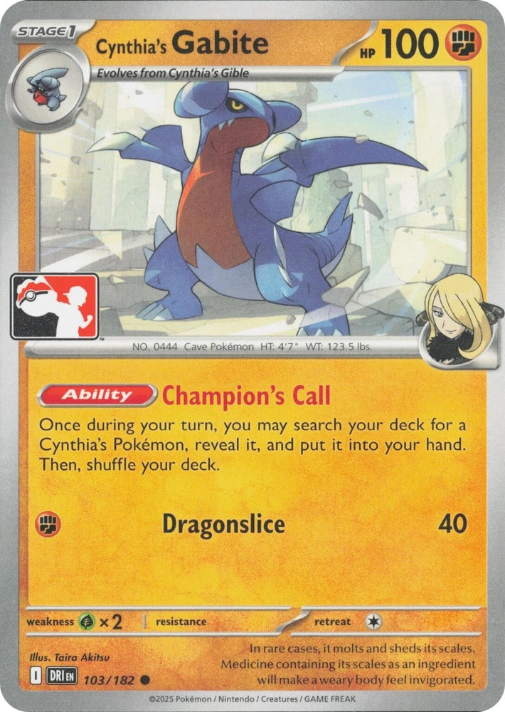 Image for Cynthia's Gabite (103/182) - Pokemon