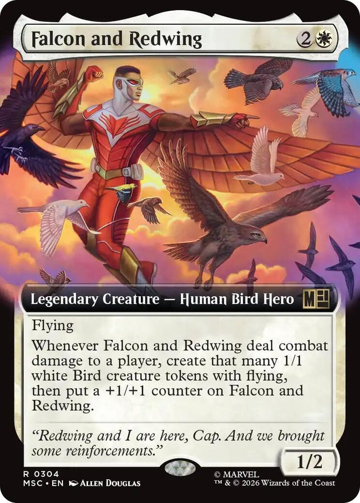 Image for Falcon and Redwing (Extended Art) (304) (MSC) - Magic: The Gathering