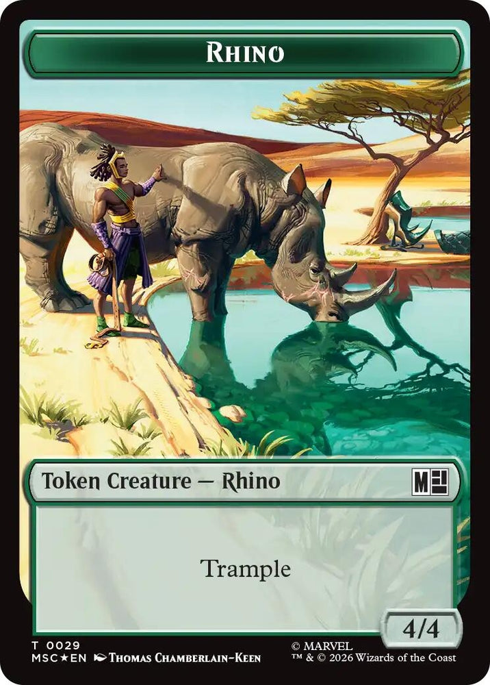 Image for Rhino (0029) // Elephant (0028) Double-Sided Token (Surge Foil) (29 // 28) (MSC) - Magic: The Gathering