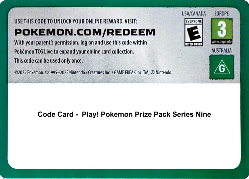 Image for Code Card - Play! Pokemon Prize Pack Series Nine - Pokemon