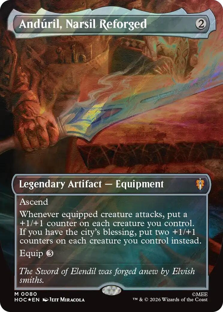 Image for Anduril, Narsil Reforged (Borderless) (Surge Foil) (80) (HOC) - Magic: The Gathering