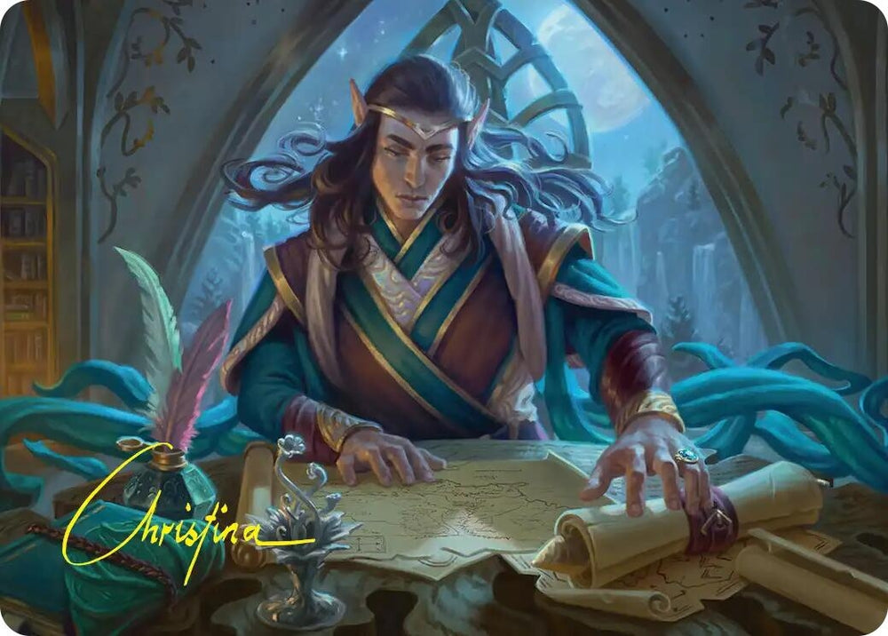 Image for Elrond, Moon-Reader Art Card (Gold-Stamped Signature) (9) (ASHOB) - Magic: The Gathering