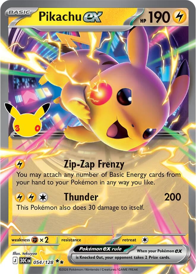 Image for Pikachu ex (054/128) (30C) - Pokemon