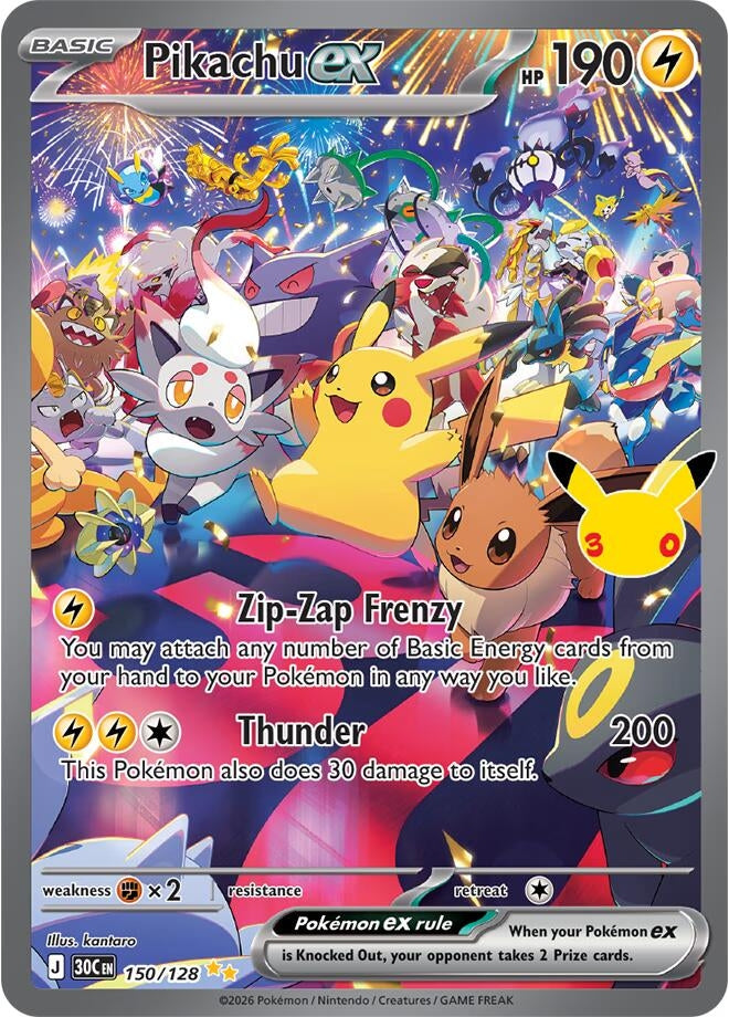 Image for Pikachu ex (150/128) (30C) - Pokemon