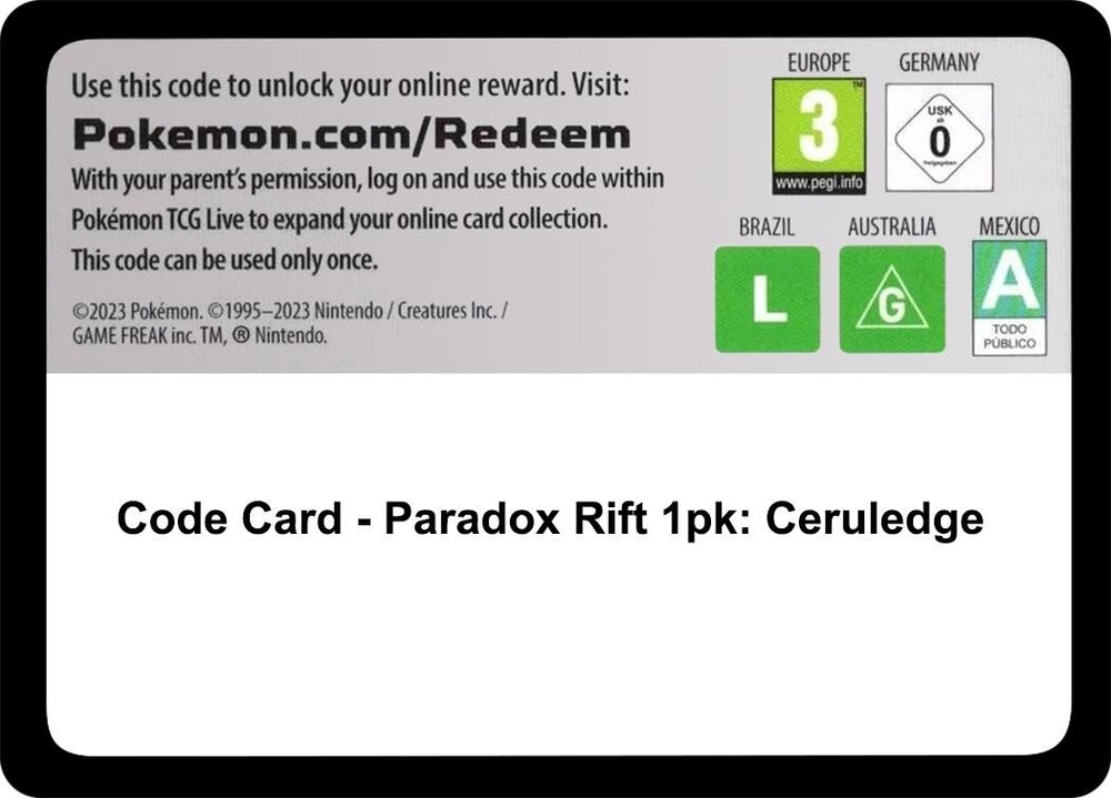 Image for Code Card - Paradox Rift 1pk: Ceruledge (PAR) - Pokemon