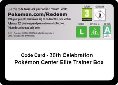 Image for Code Card - 30th Celebration Pokemon Center Elite Trainer Box (30C) - Pokemon