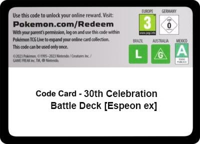 Image for Code Card - 30th Celebration Battle Deck [Espeon ex] (30C) - Pokemon