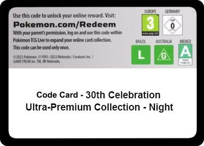 Image for Code Card - 30th Celebration Ultra-Premium Collection - Night (30C) - Pokemon