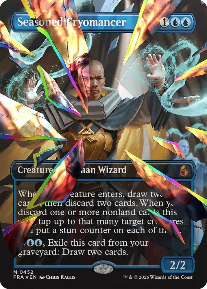 Image for Seasoned Cryomancer (Borderless) (Facet Foil) (0452) (452) (FRA) - Magic: The Gathering