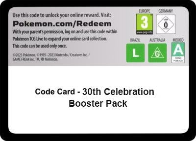Image for Code Card - 30th Celebration Booster Pack (30C) - Pokemon