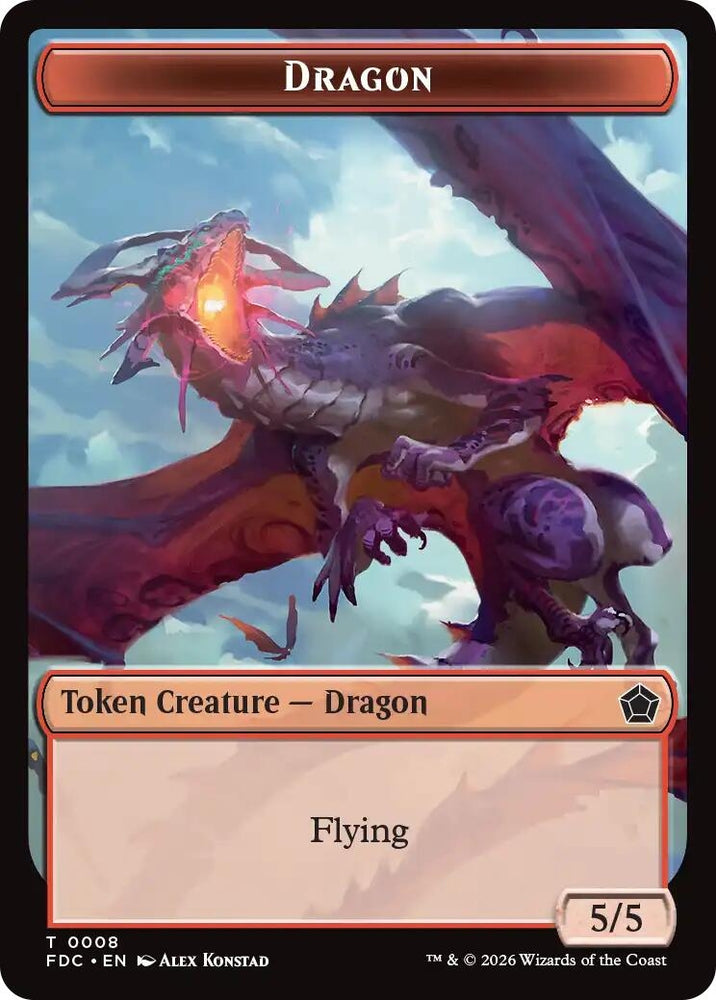 Image for Dragon (0008) // Dragon (0009) Double-Sided Token (8 // 9) (FDC) - Magic: The Gathering