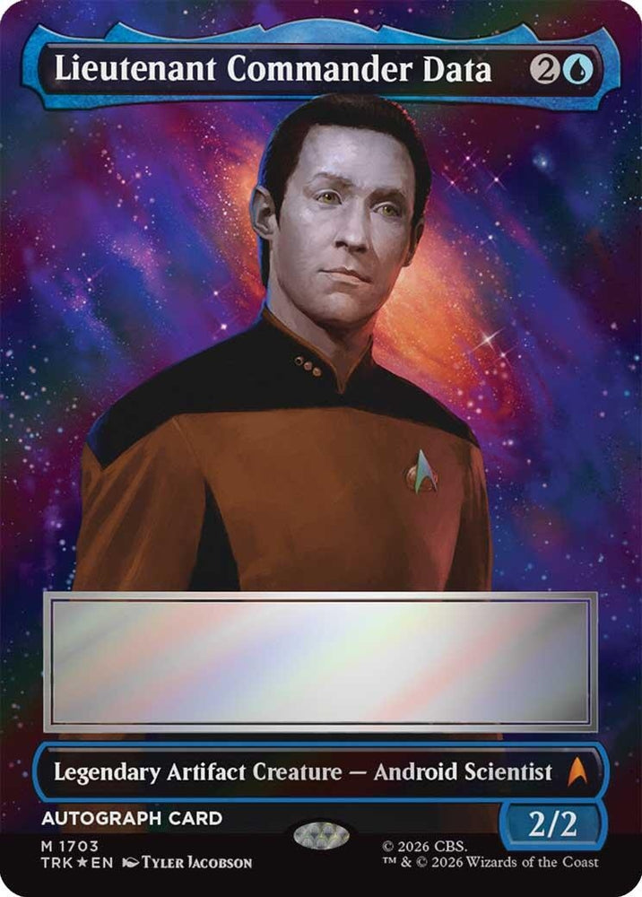 Image for Lieutenant Commander Data (Borderless) (Signed) (1703) (TRK) - Magic: The Gathering