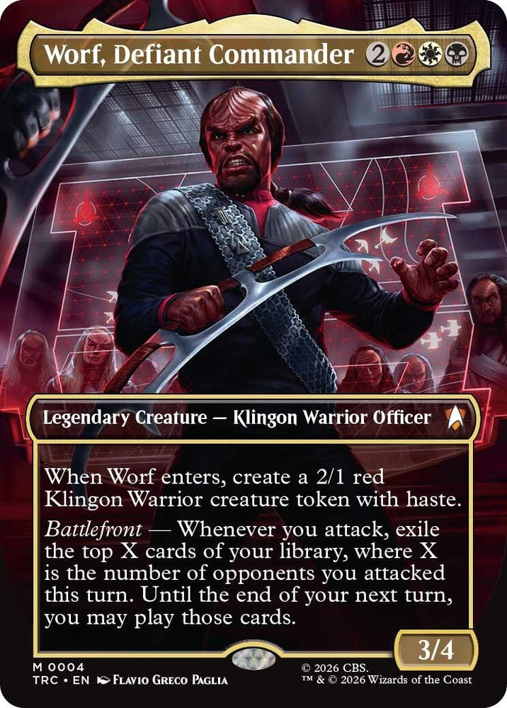 Image for Worf, Defiant Commander (Borderless) (4) (TRC) - Magic: The Gathering