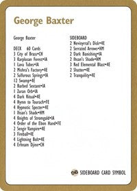 1996 George Baxter Decklist Card (WCD)