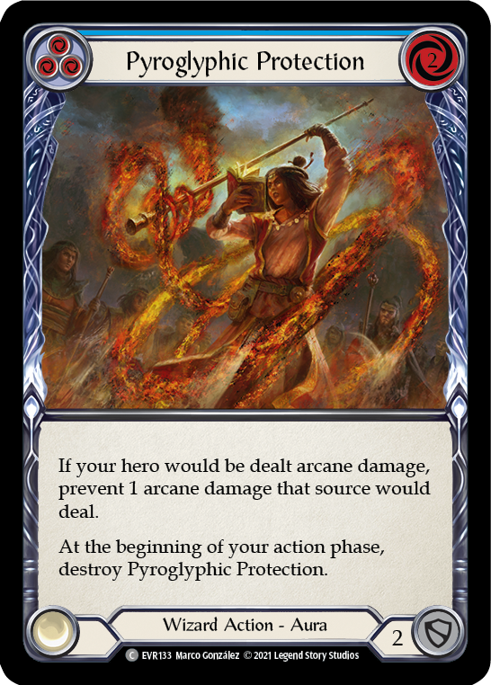 Pyroglyphic Protection (Blue) [EVR133] 1st Edition Rainbow Foil
